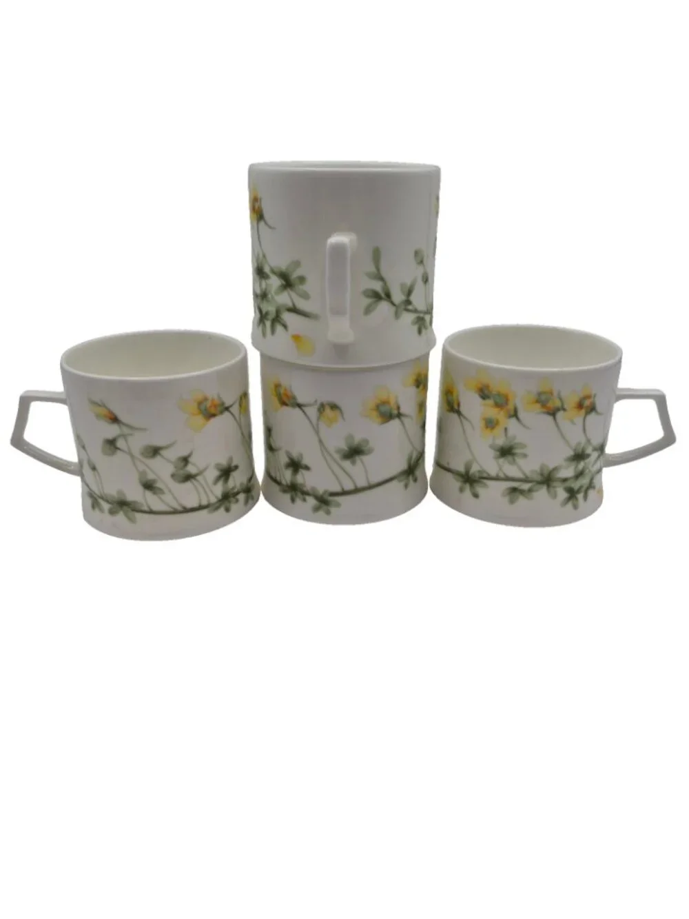 Narumi Mikasa Nature’s Garden Bone China Cups Set of Four Japan Floral VTG